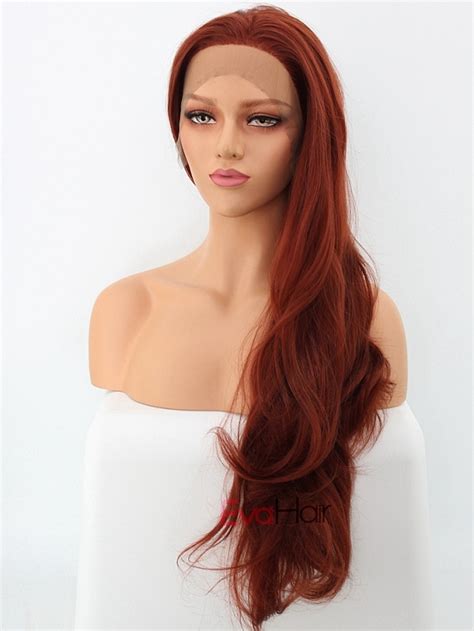 Reddish Brown Synthetic Lace Front Wig With Popular Wavy Style All Synthetic Wigs Evahair