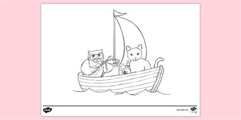 Free The Owl And The Pussycat In A Boat Colouring Sheets
