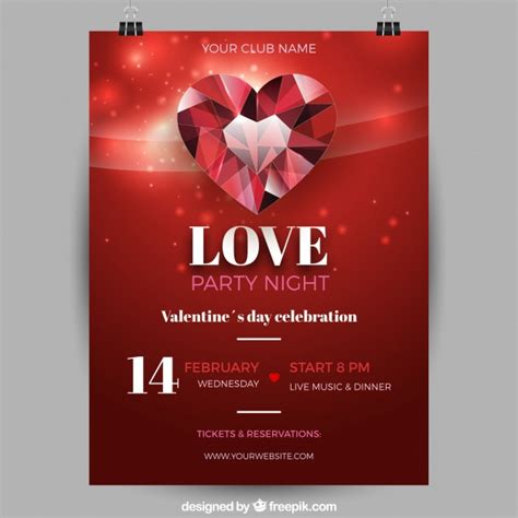 Portadas (flyers) por el dia de san valentin. Realistic valentine's day flyer/poster template Vector ...