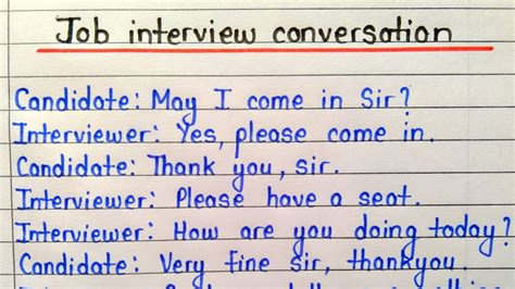 Dialogue Between Interviewer And Intervieweejob Interview Conversation