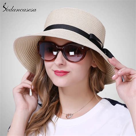 Sedancasesa Fashion Sun Hat Female Wide Brim Floppy Straw Hats For