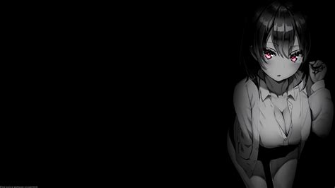 デスクトップ壁紙 選択着色 黒い背景 暗い背景 単純な背景 アニメの女の子 3840x2160 Zalost