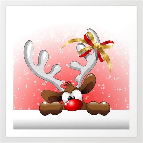 Choose from 1300+ christmas cartoon graphic resources and download in the form of png, eps, ai or psd. Funny Christmas Reindeer Cartoon Art Print by bluedarkatlem | Society6