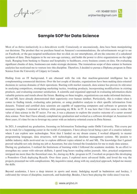 Sop For Data Science Sop Format For Ms And Sample Pdf 2024