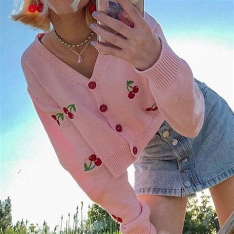 Cherry Embroidery Cardigan From So Fun Mart In 2021 Aesthetic Clothes