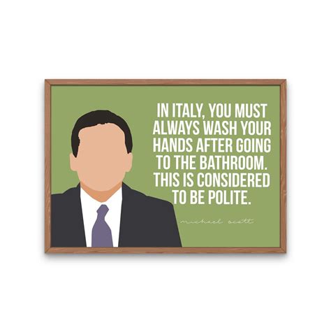 The Office Tv Show Michael Scott Quote Italy Wash Hands Etsy