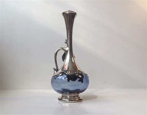 Sterling Silver Overlay Glass Vase From Culag 1960s At 1stdibs Culag Glass Glass Vase With
