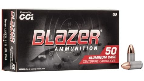 Cci Ammunition Blazer Aluminum 9mm Luger 115 Grain Full Metal Jacket