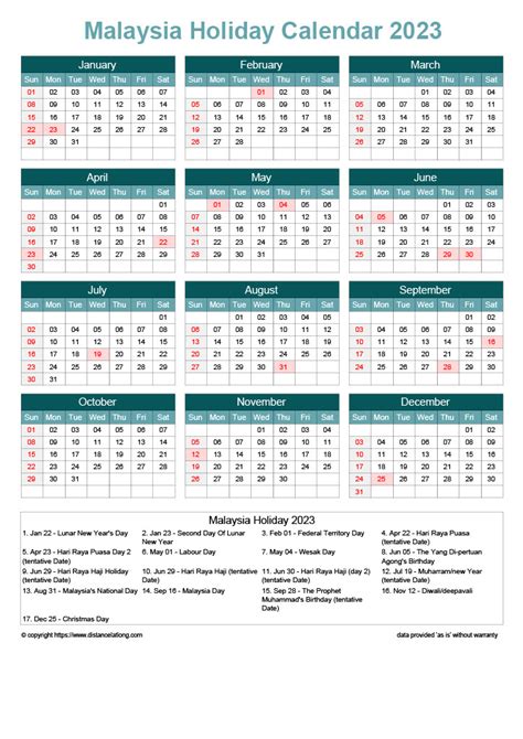 Download Free Printable 2023 Monthly Calendar With Malaysia Holidays