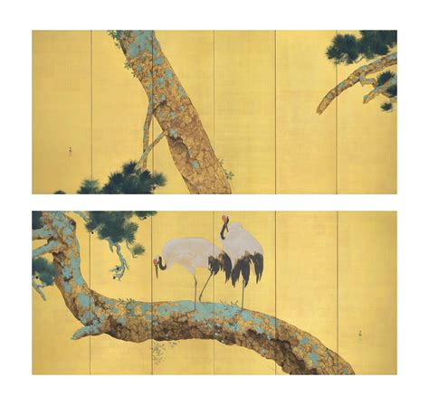 Yokoyama Taikan 1868 1958 Pine Trees And Cranes Christies