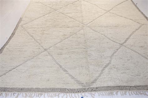 Large Tribal Style Modern Moroccan Wool Area Rug In White And Grey