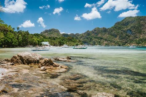 Palawan Island Philippines Coastline Near El Nido Village Fishing