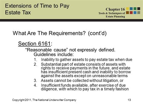 Extensions Of Time To Pay Estate Tax Chapter 16 Tools And Techniques Of
