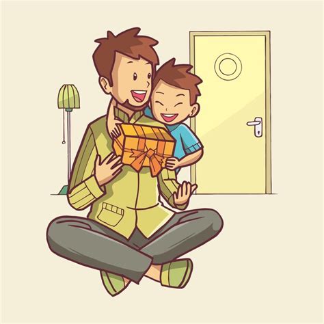 Premium Vector Illustration Of A Boy Giving A Gift To His Father