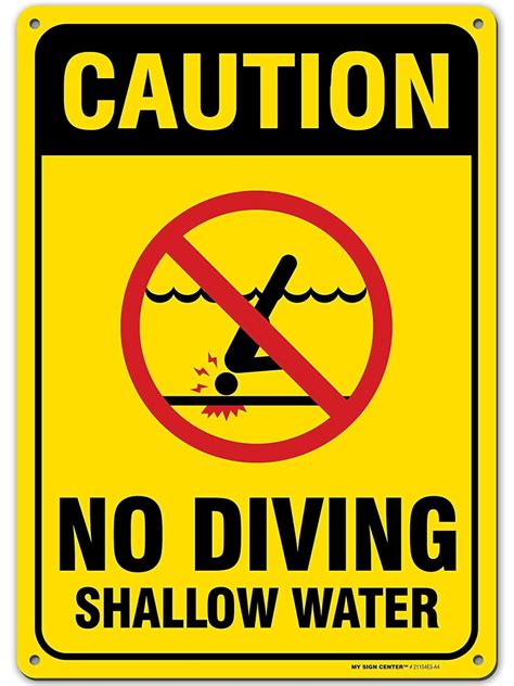 Caution No Diving Shallow Water Sign Made Out Of 040 Etsy