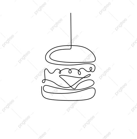 Burger Drawing Food Drawing Single Line Drawing Continuous Line