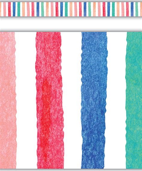Watercolor Stripes Straight Border Trim Inspiring Young Minds To Learn