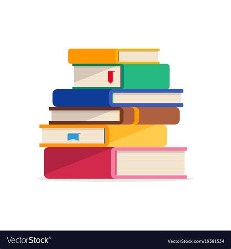 Pile Books In A Flat Style Isolated Royalty Free Vector