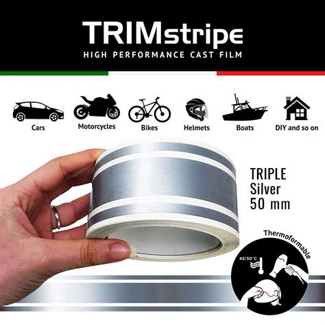 Trim Stripe Strisce Adesive Per Auto 3 Fili Argento Quattroerre