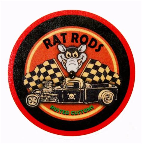 2 Pack Rat Rod Hot Rod Decal Sticker Vintage Racing Rat Fink Tools Oil
