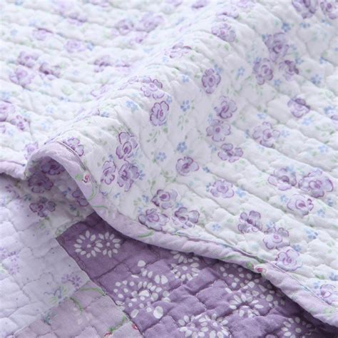 Cozy Line Purple Floral Patchwork 2pcs Quilt Sets Love Of Lilac Pattern