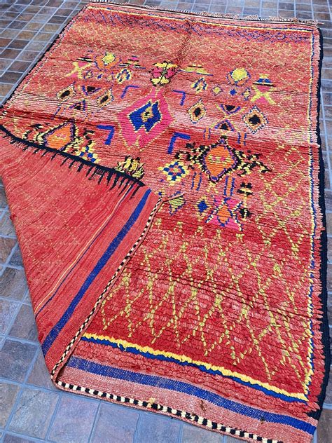 Vintage Moroccan Carpet Boujaad Rug Handmade Morocco Rug Etsy