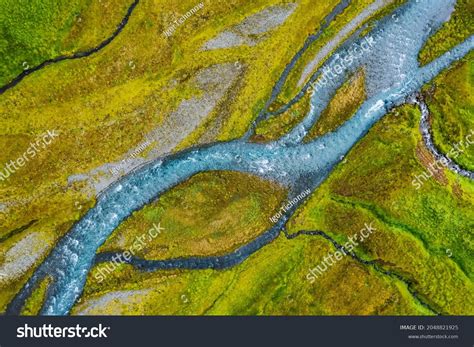 Aerial Top Down View Glacial River Stock Photo 2048821925 Shutterstock