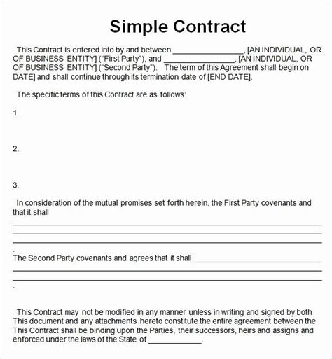 Simple Business Contract Template Shooters Journal Doctors Note