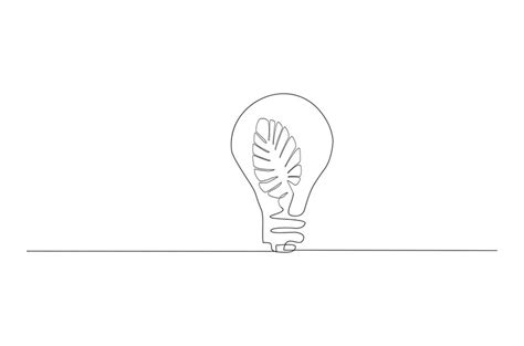 Premium Vector Continuous Line Drawing Of Leaf Isolated On A Bulb
