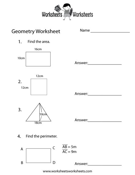 Geometry Review Worksheet Free Printable Educational Worksheet
