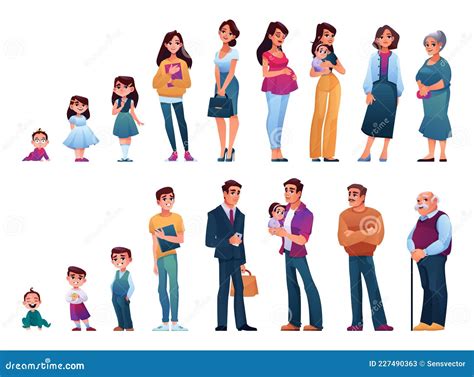 Human Aging And Growth Male And Female Vector Stock Vector