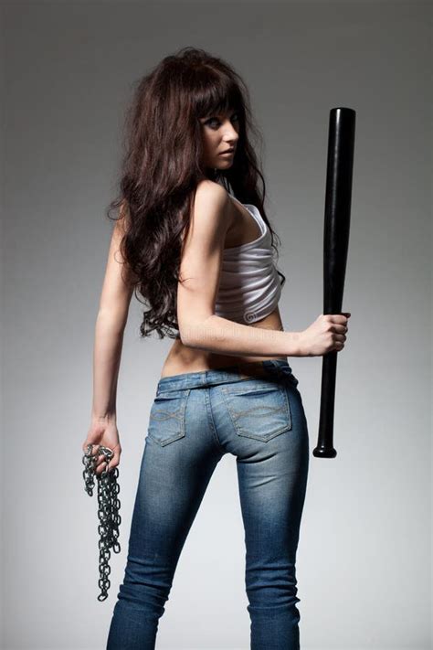 Beautiful Woman With Baseball Bat Royalty Free Stock Photos Image