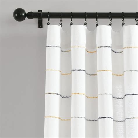 Ombre Stripe Yarn Dyed Cotton Window Curtain Panel Set Lush Decor