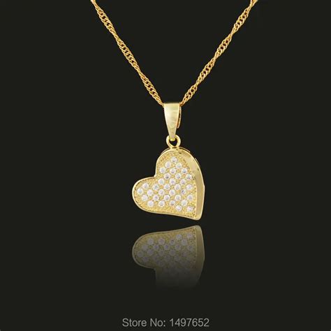 Luxury Heart Necklace Jewelry Wholesale Gold Color Romantic Rhinestone