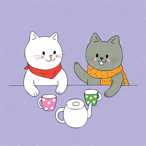 Premium Vector Cartoon Cute Two Cats Talking Vector