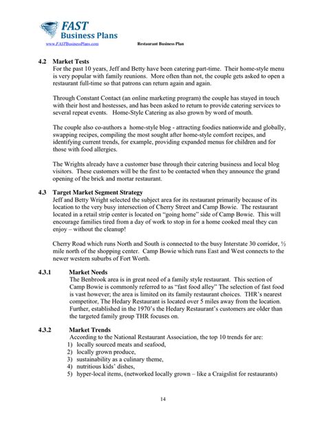 Restaurant Business Plan Template In Word And Pdf Formats Page 14 Of 34