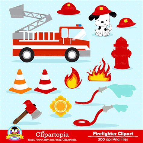 Firefighter Digital Clipart Fireman Boys Clip Art Fire Truck Etsy