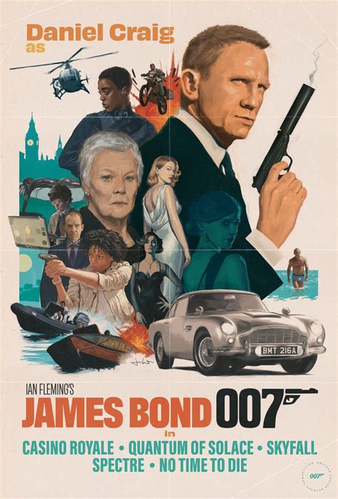 Daniel Craig As James Bond Poster Portrait Vintage Varient By Jem Ward