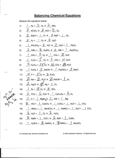 Answers to practice problems 1. Balancing Chemical Equations Worksheet Answers 110 — db ...