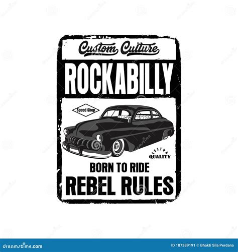 Illustration Vector Graphic Classic Custom Culture Rockabilly Car Stock