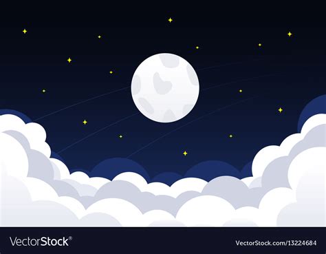 Night Sky Moon Stars Clouds
