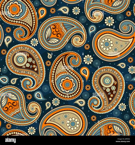 Oriental Seamless Paisley Pattern Decorative Ornament Backdrop For