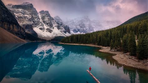 1920x1080 Resolution Moraine Lake Canadian Rockies Drone View 1080p