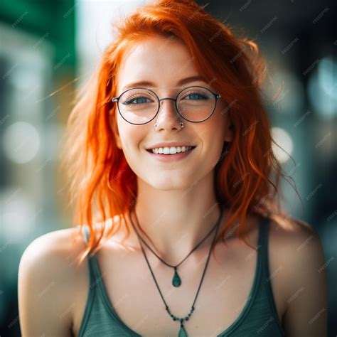 Premium Ai Image Photo Closeup Portrait Of Curly Redhead Woman With Blue Eyes