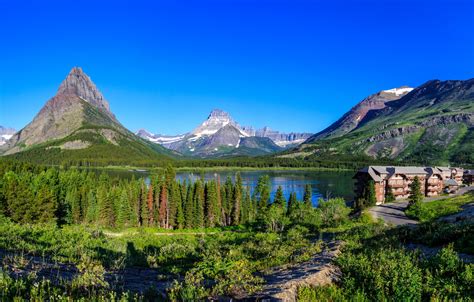 Wallpaper Forest The Sky Trees Mountains Lake Blue Home Montana