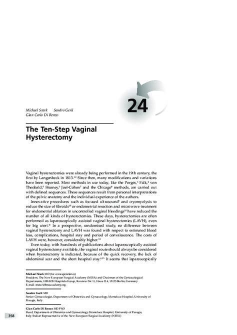 Pdf The Ten Step Vaginal Hysterectomy Michael Stark