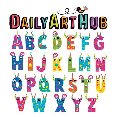 Quirky Monster Alphabet Clip Art Set Daily Art Hub