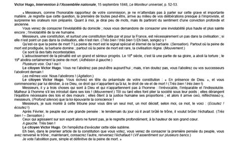Victor Hugo Discours Sur La Peine De Mort Analyse - Victor Hugo La Peine De Mort Texte - Exemple de Texte