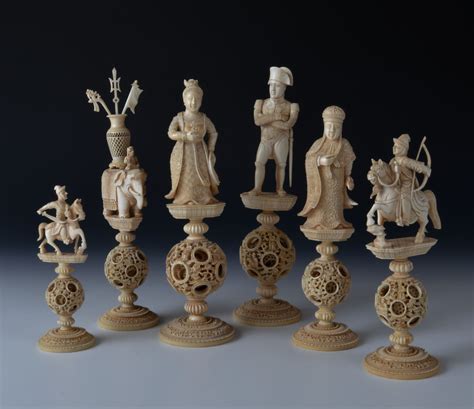 A Very Fine And Rare Early 19th Century Chinese Ivory Napoleon Chess