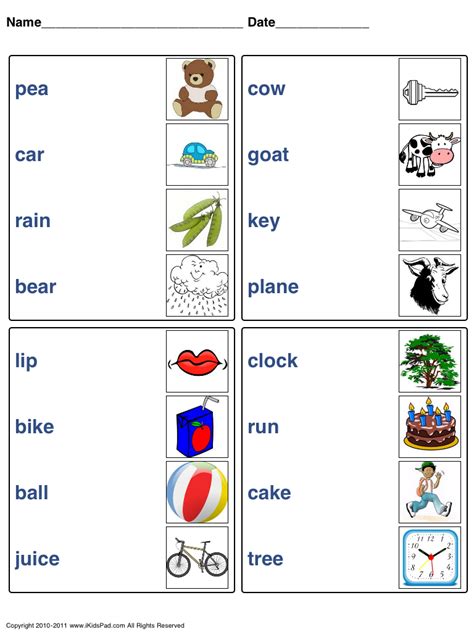 This section consists of variety of vocabulary lesson plans and vocabulary worksheets with basic learning for kids such as names of fruits, vegetables, transport, birds, flowers, plants, and much more. Printable Kids Words Matching Worksheets :: English ...